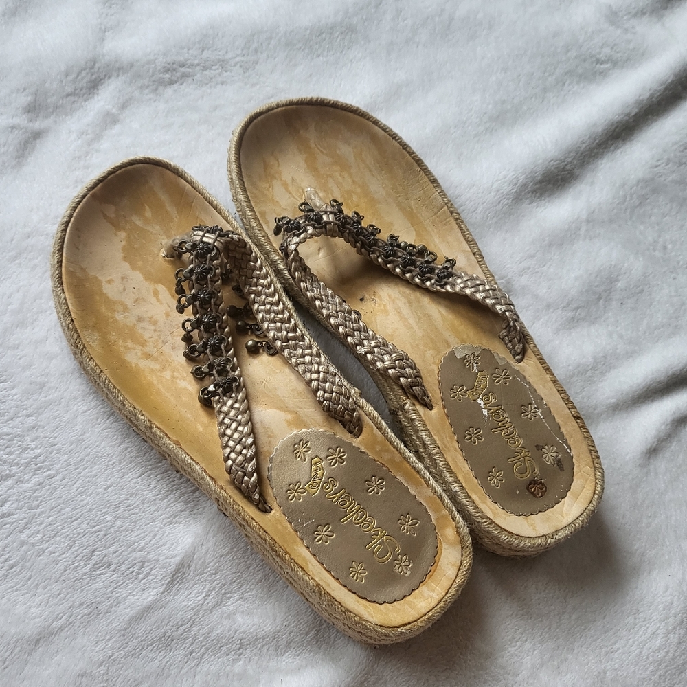 Skechers Cali Boho Espadrille Charm Sandals Size 7